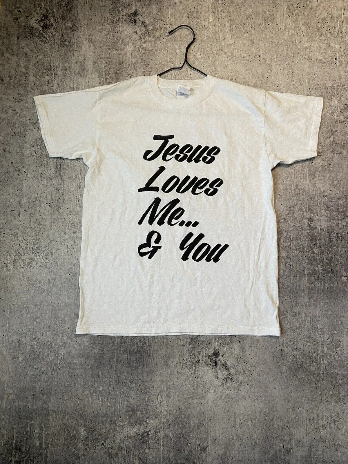 Vintage 00s Jesus Loves Me & You White T-shirt Men’s Size M