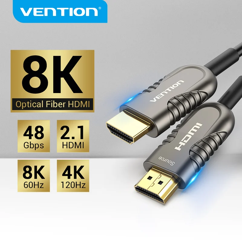 Vention-Cable de fibra óptica 8K HDMI 2,1, 120Hz, 48Gbps, Ultra alta velocidad, HDR, eARC, para HD, Samsung, LG, TV Box, PS5