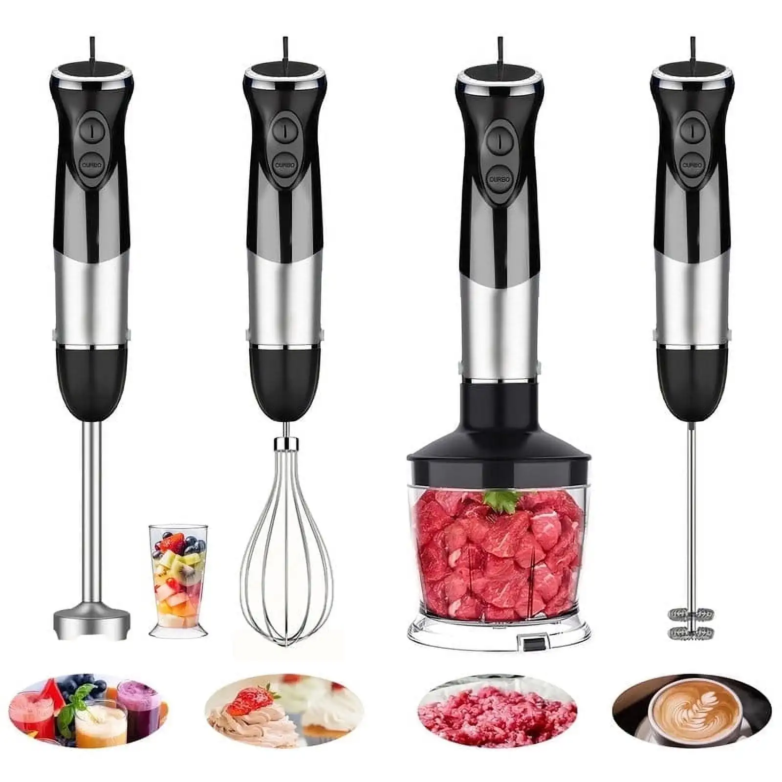 

Orgpek Handheld Immersion Blender, 7 in 1 1000W Hand Blender, 12 Speeds for Baby Food, Smoothies, Soups