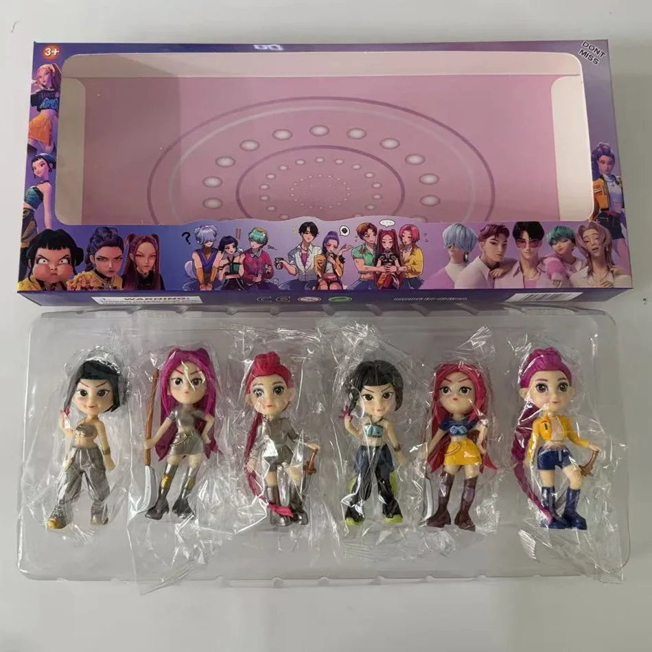 6 Teile/satz Anime Kpop Dämon Jagd Serie Figur Figur Spielzeug Schreibtisch Statuen Ornament Halloween/Weihnachten Kind Geschenke