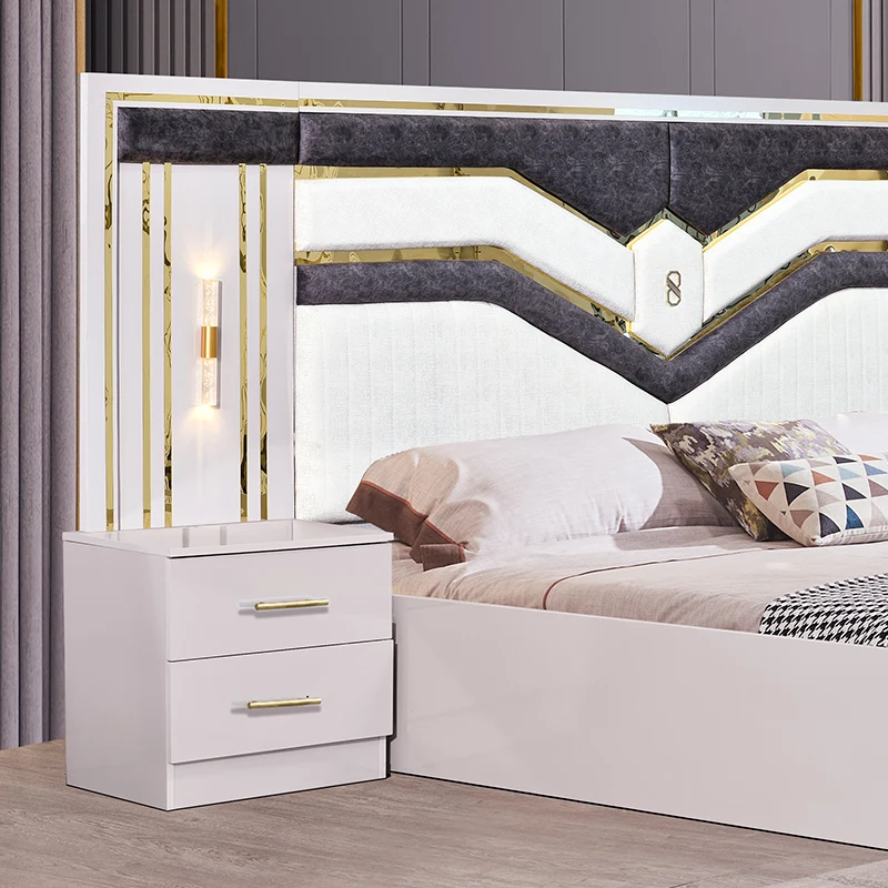 &Chambre a Coucher Complet En Bois Modern Bedroom Sets king Size Bed Double Wooden Frame Luxury king Size Bedroom Furniture Set