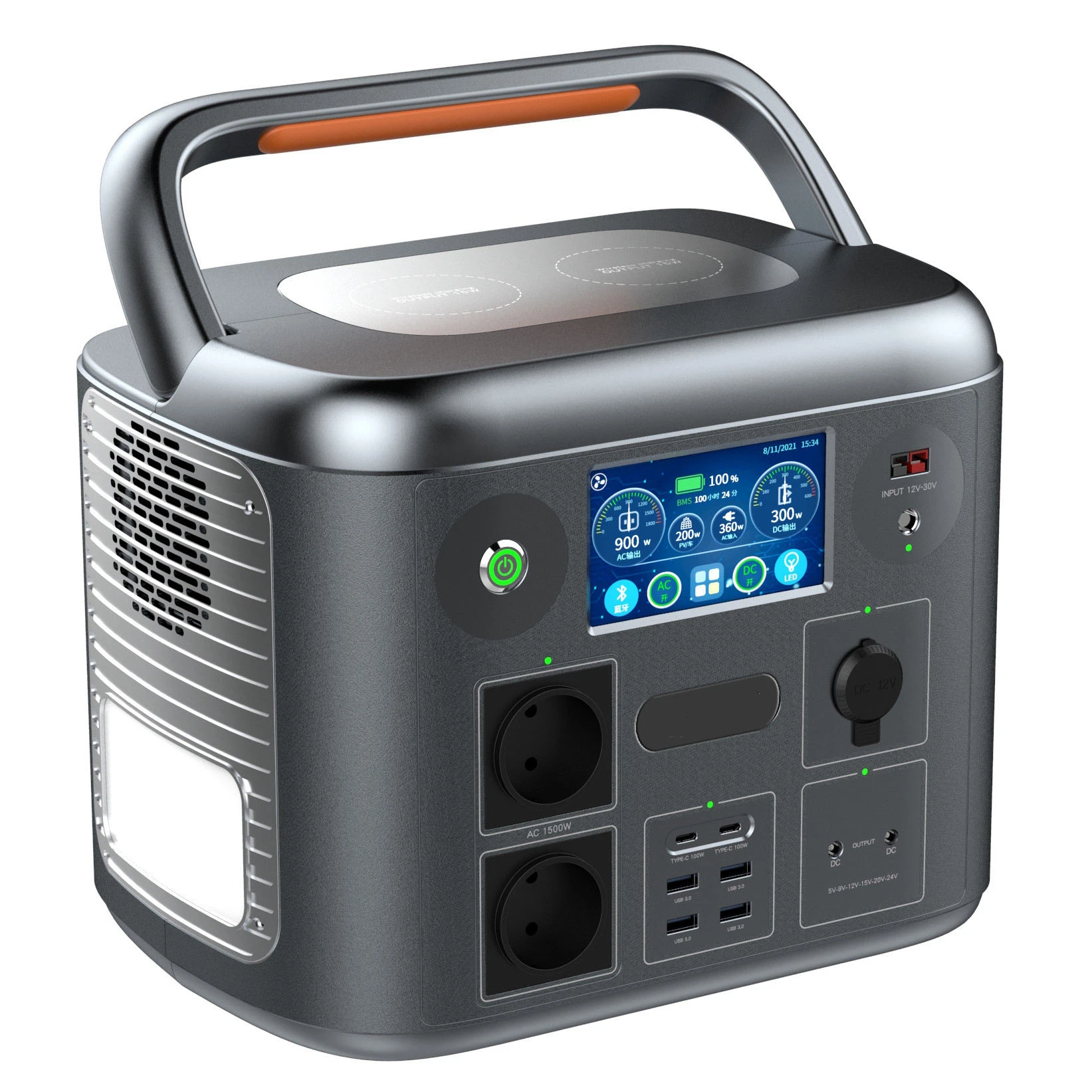 

Портативная электростанция с инвертором и аккумулятором LFP большой емкости 1500 Вт для солнечных генераторов, резервное питание 110 В/220 В