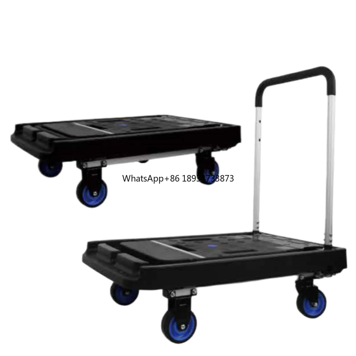 Mobile Platform Portable Silent Aluminum Trolley 200KG Raise Handle Flatbed Hand Truck Moving Transformable and Dual-purpose