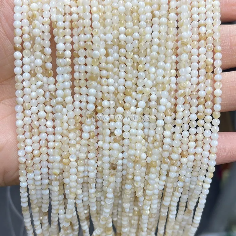 3mm Natural Freshwater Shell Beads Round Loose Spacer Mother Of Pearl Shell Bead For Jewelry Making Necklace Earrings Accessory