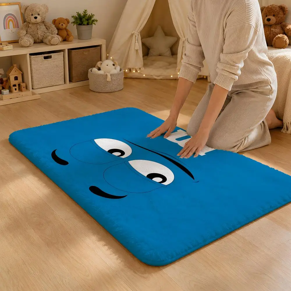 CUTE M-M&M's Chocolate Floor Mat Flannel Rug Non Slip Absorbent Soft Washable For Entryway Hallway Bathroom Kitchen Decor