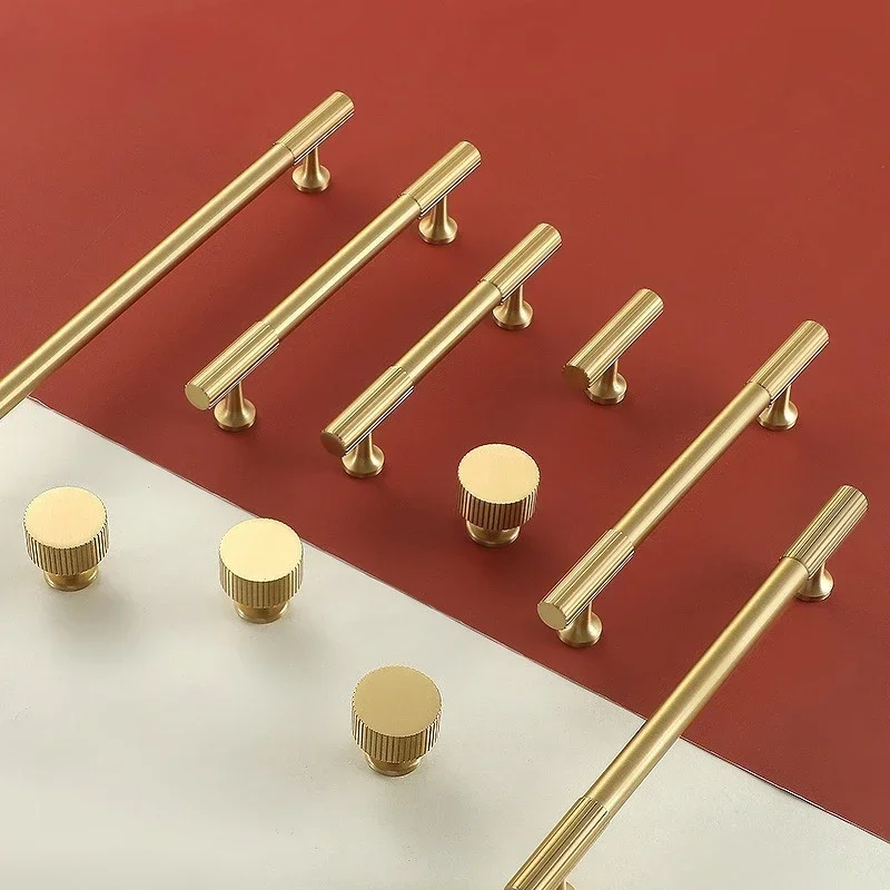 النمط الحديث/خطوط عمودية الصلبة النحاس مقابض أدراج T مقبض للبار غرفة نوم تسحب مقبض سحب باب خزانة المطبخ