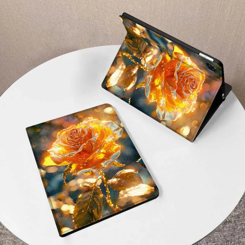 

Golden Flower Pattern Case For Huawei MediaPad MatePad M5 M6 11 12 X SE T10 T10s 2 C5e T5 Pro Lite Air 11.5 Inch Tablet