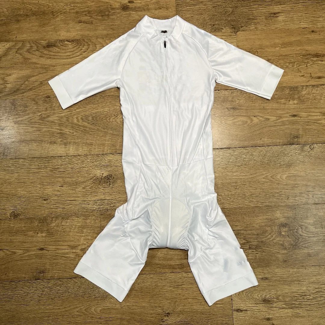LASER CUT Skinsuit PURE WHITE/BLACK  Bodysuit SHORT Cycling Jersey Bike Clothing Maillot Ropa Ciclismo