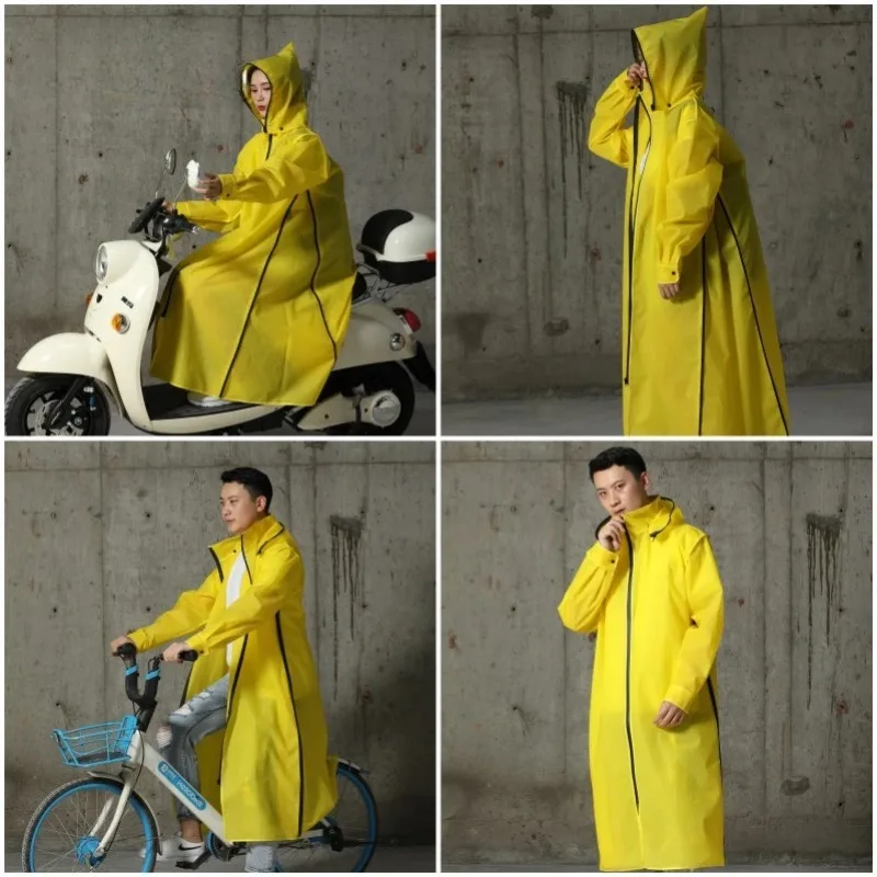 2023  Raincoat Women/Men Zipper Hooded Poncho Motorcycle Rainwear Long Style Hiking Poncho Environmental Rain Jacket