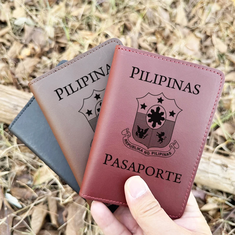 Handmade Republic of the Philippines passport Cover Holder Genuine Leather the Philippines Passport Case Travel Accessories