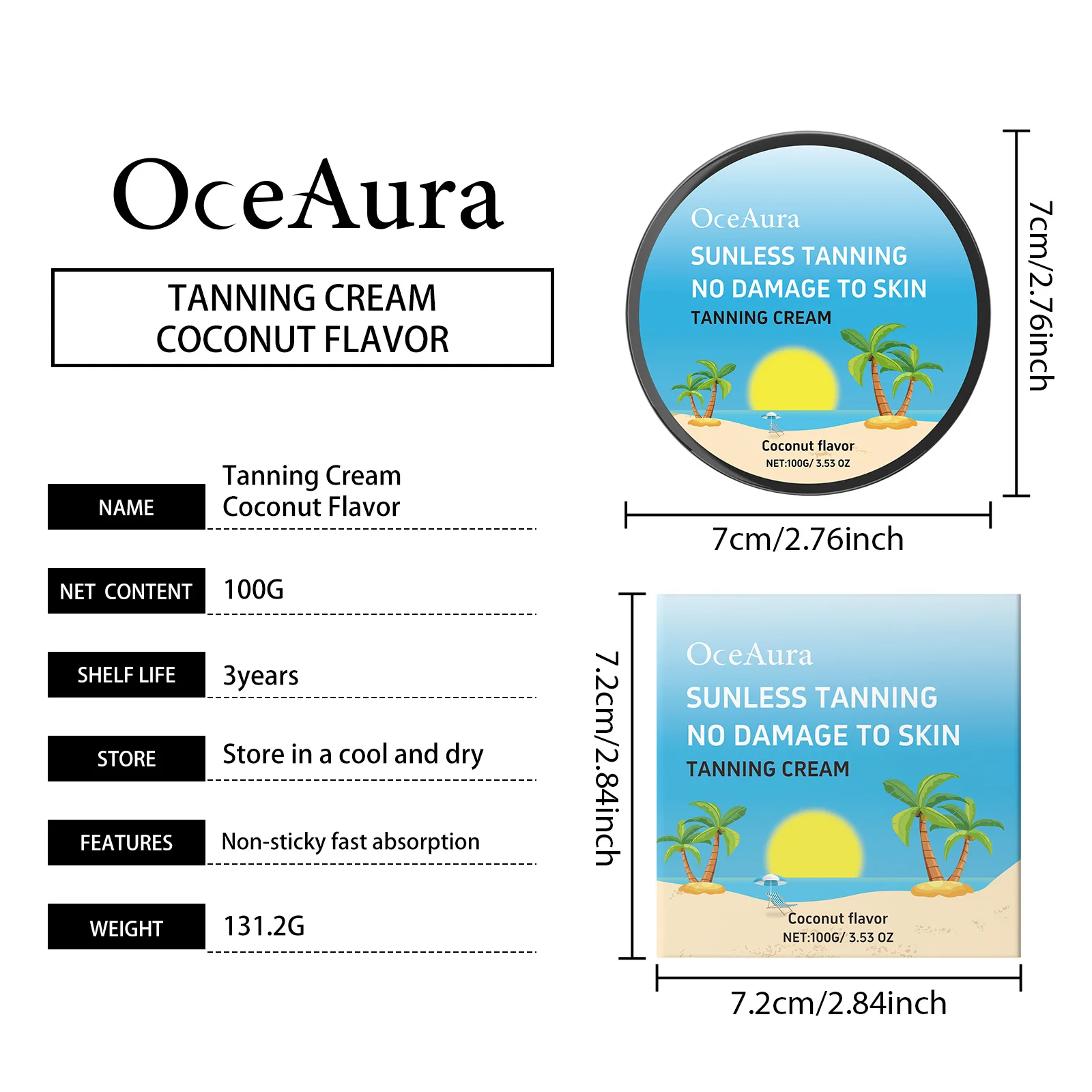 OceAura Sunless Tanning Cream Natural Color No Damage to Skin Shade Customizable  Smoothing Hydrating Self Tanning Body Cream