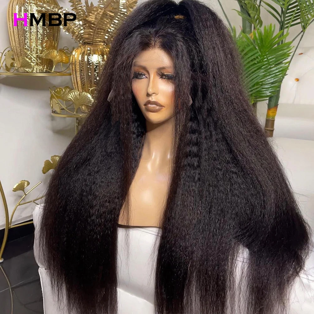 Kinky Straight Pre Plucked Wig 13×6/360 HD Lace Frontal Wig Human Hair HD Transparent Lace Wig Brazilian Baby Hair 450 Density