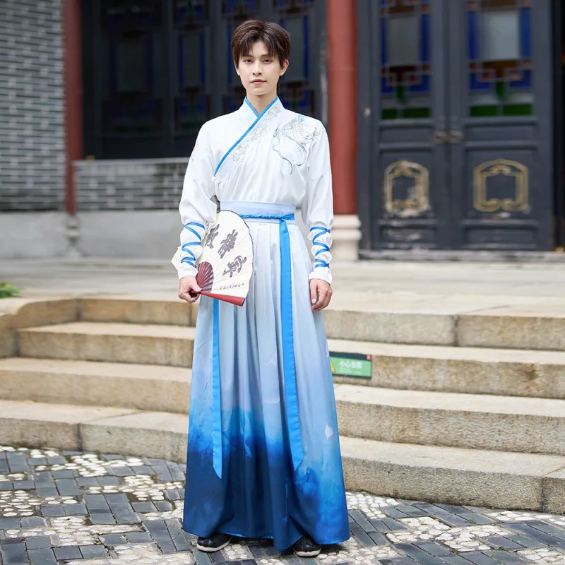 

Chinese Hanfu Suit Men Carnival Vintage Cosplay Costume Traditional Ancient Han Dynasty Swordsman Party Dress Hanfu Outfit