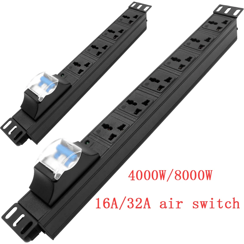 

wireless PDU 2/3/4/5/6/7/8 Units 10AUniversal Outlet Socket 16A/32A 4000/8000W Air Switch Power strip Industrial aluminium alloy