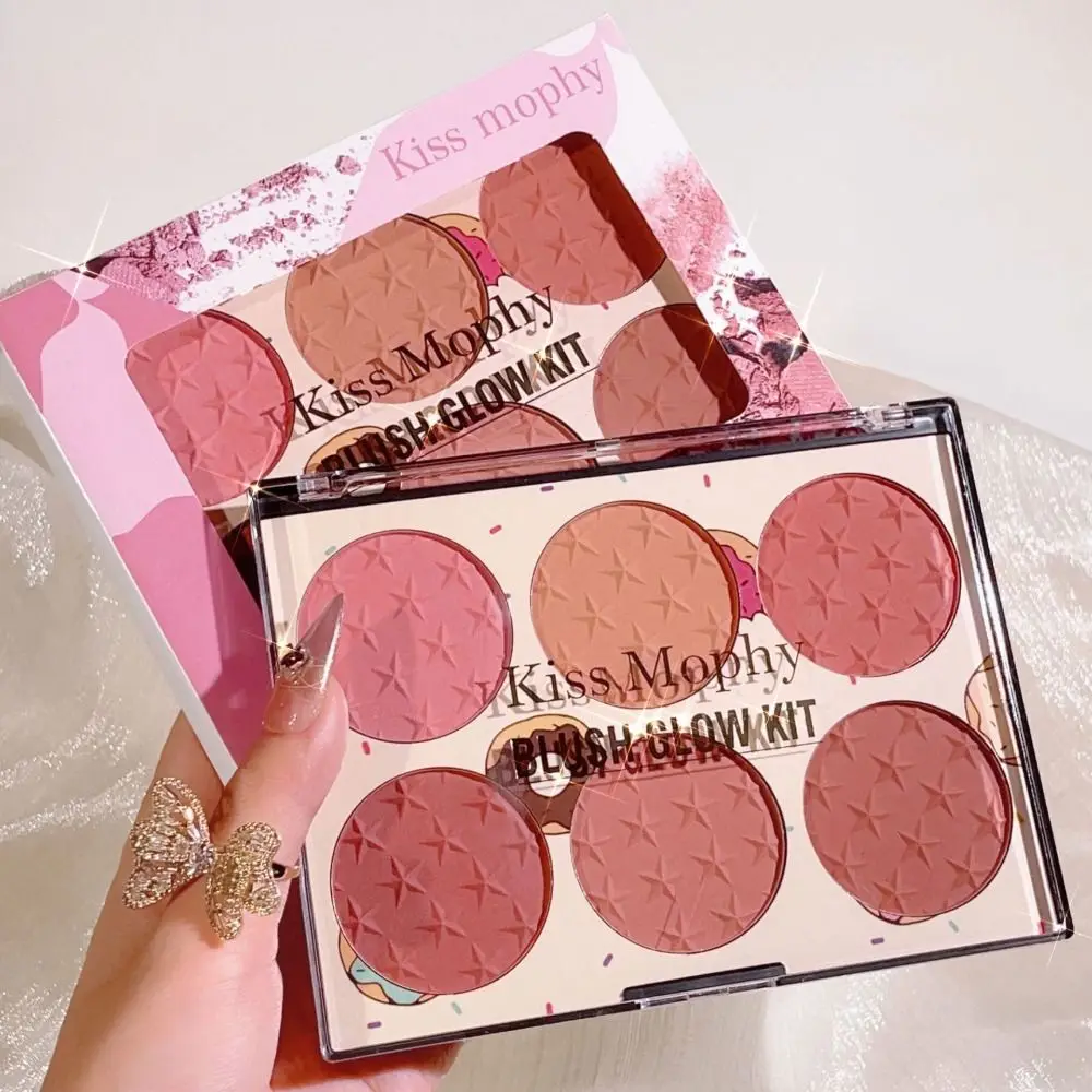 Creative Waterproof Powder Blusher Brightening Effect Long-lasting Matte Blush Blendable 6 Colors Makeup Palette Face Makeup