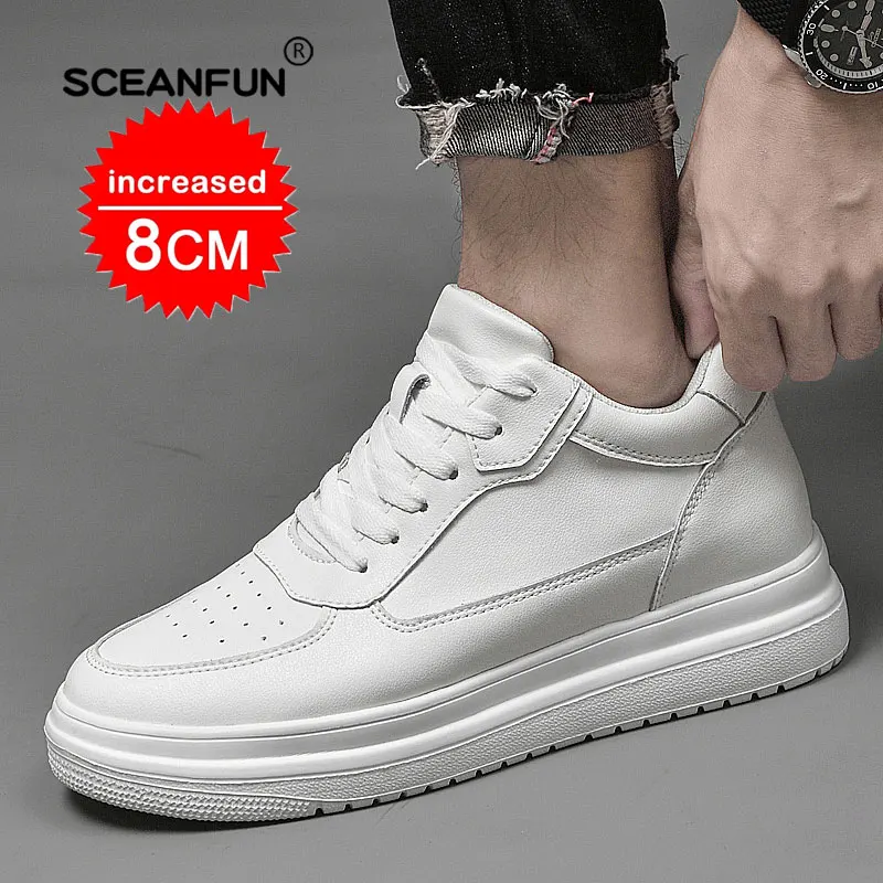 

Summer Invisible Height Increasing 8cm White Men'S Breathable ELevator Sports Casual Sneaker Shoes Tennis Designer