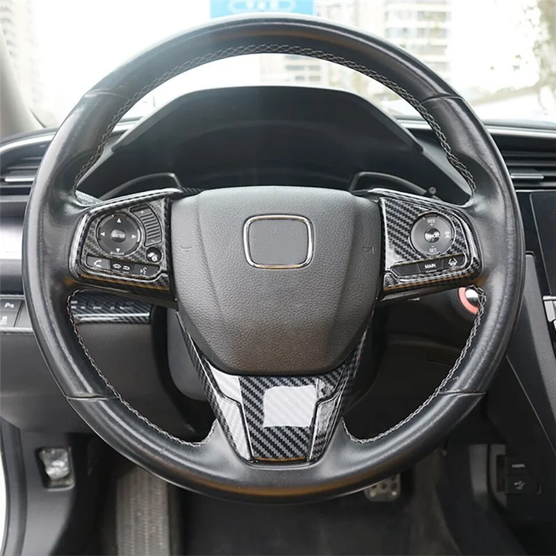 A13Z-Steering Wheel Cover Trim For Honda Civic 2016 2017 2018 2019 2020 2021 Carbon Fiber Style Replacement Accessories view 3