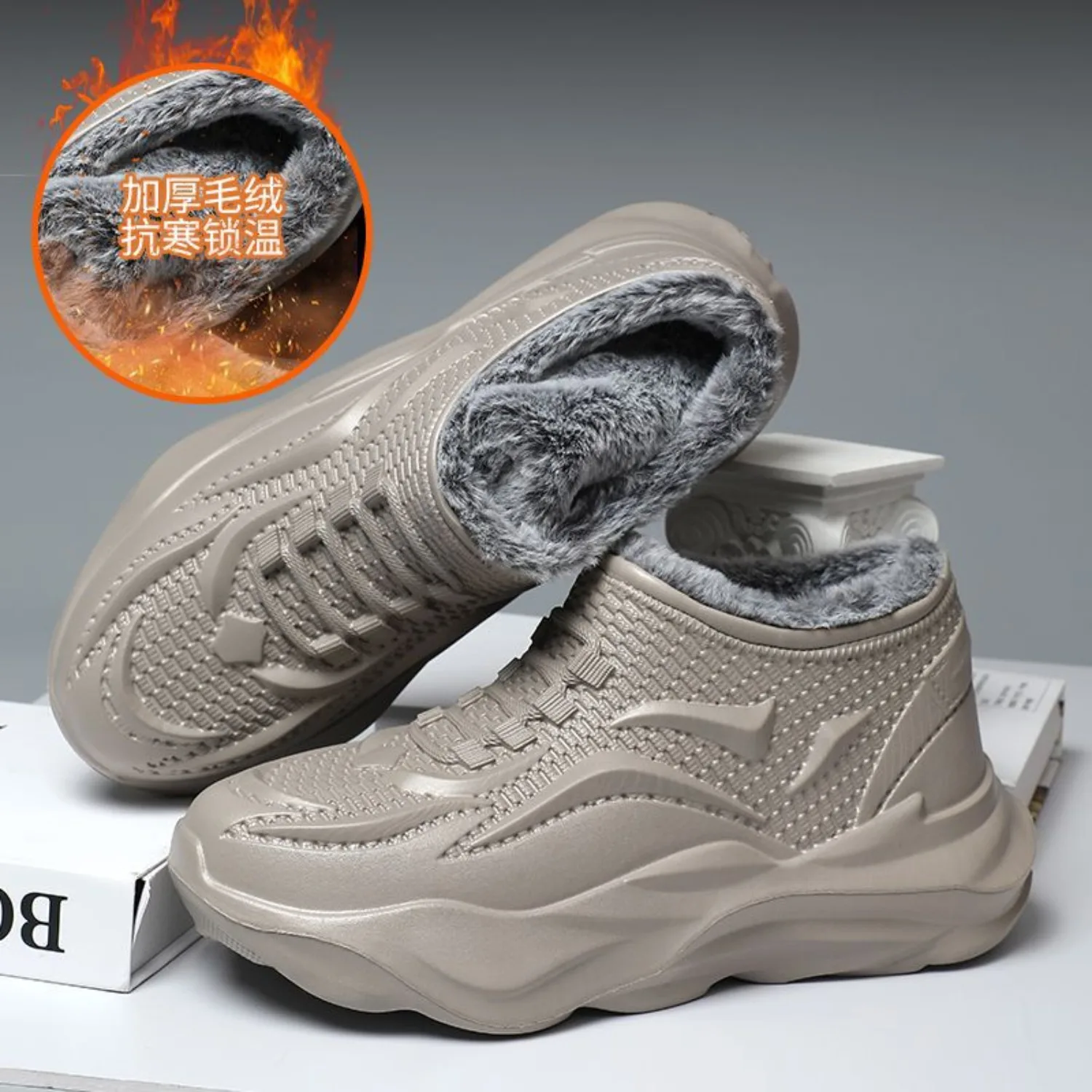 Waterproof Anti Slip Snow Boots Winter Fashion Men's Cold Thickened Fleece-lined Resistant Warm Cotton Shoes Christma Gifts