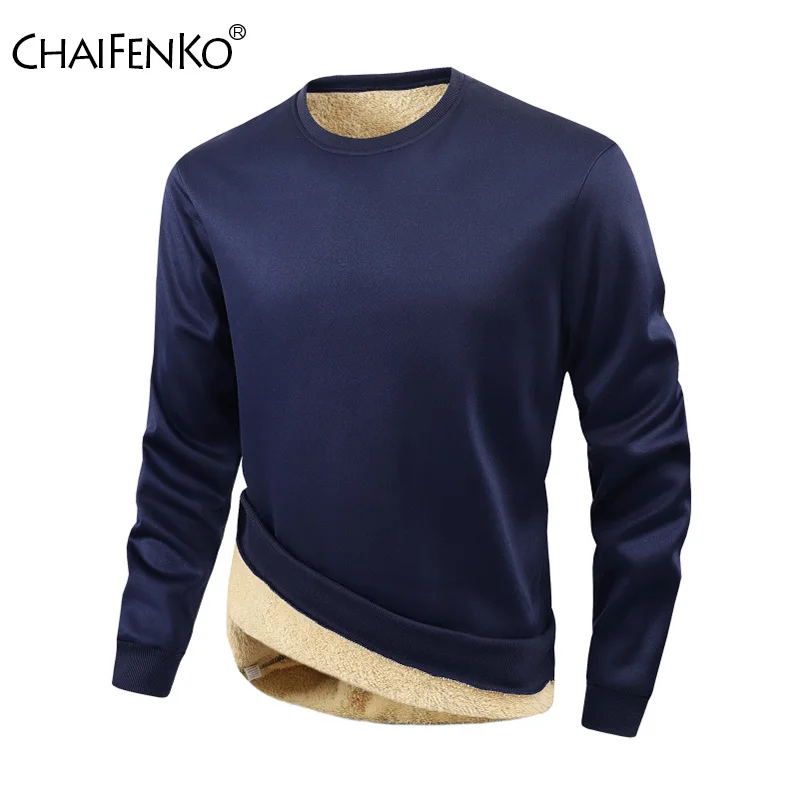 

Повседневные однотонные утепленные мужские топы на открытом воздухе, зимние сохраняющие тепло, удобные, простые, с длинными рукавами, новый модный флисовый пуловер с круглым вырезом