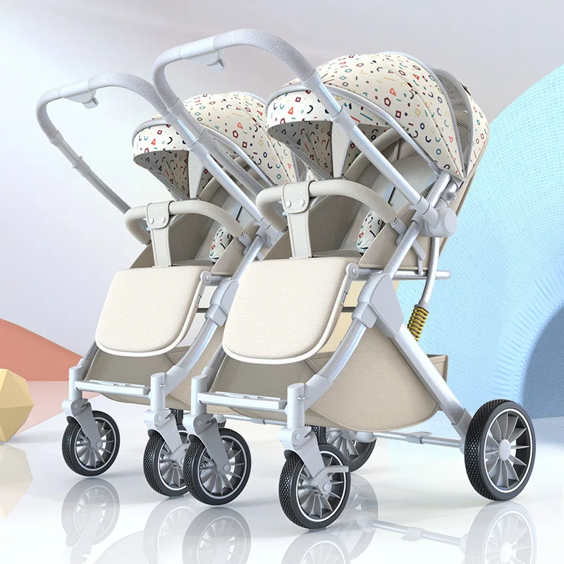

Twin Stroller Can Be Converted Into Single Stroller Lightweight Foldable High-View Design With Shock Absorption For Newborns.