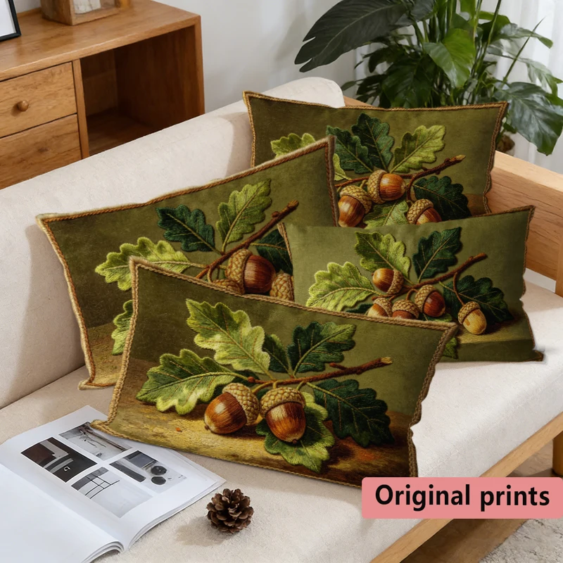 Vintage Oak Acorn Rectangle Pillow Cover Suitable For Sofa Bedroom Car Cushion Rectangular Back Cushion