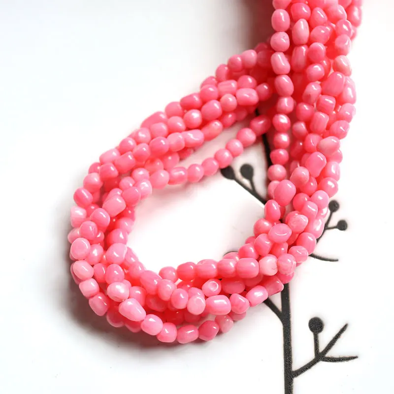 HEJI Natural Dyed Sardine Red Pink Coral 4x5mm 15\