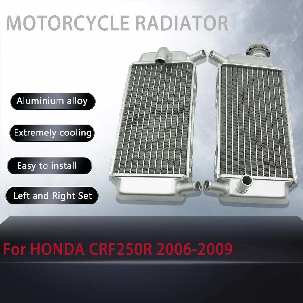 For HONDA Motorcycle Aluminum Radiator Left Right Water Cooling Cooler CRF-R CRF250R 2006-2009 Dirt Bikes Motocross Accessories