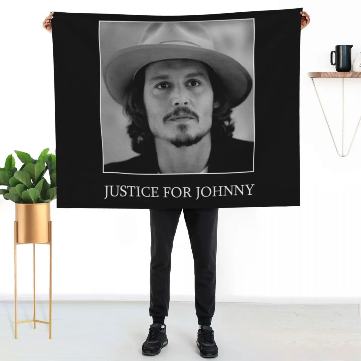 Justice For Johnny Depp, Stand Johnny Depp Throw Blanket Plaid on the sofa Beach Quilt for sofa Stuffeds Winter beds Blankets
