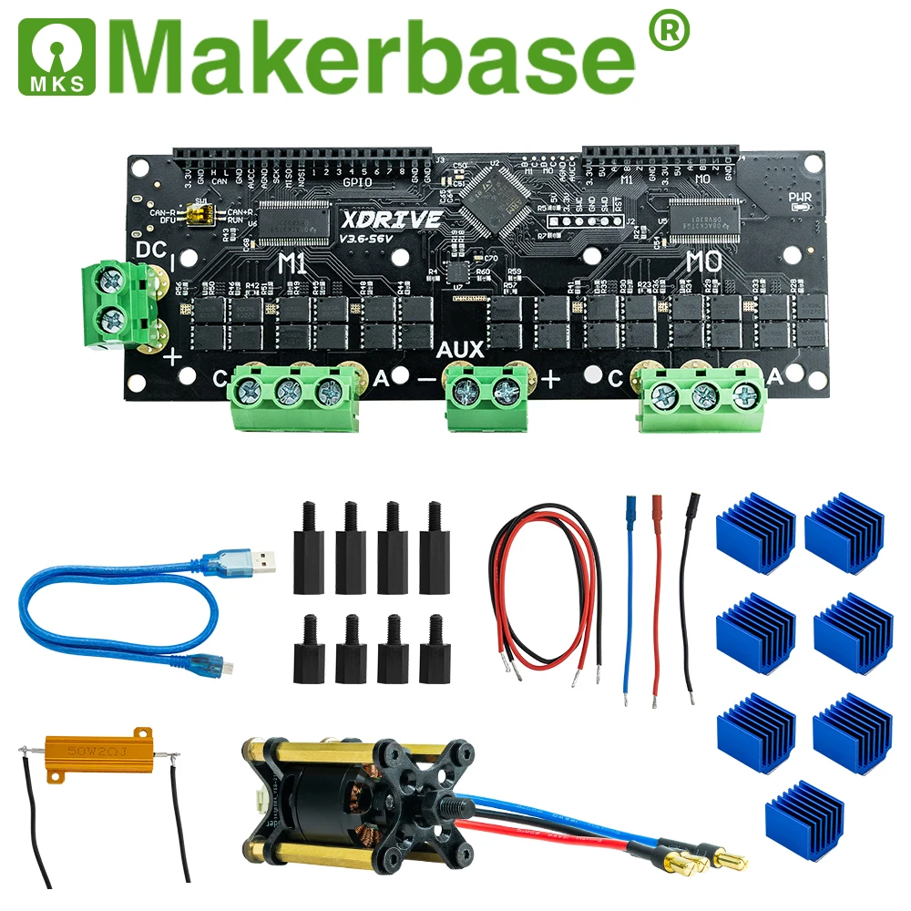 Controlador de servo motor sem escova de alta precisão Makerbase MKS XDRIVE 56v, baseado na atualização ODrv V3.6.