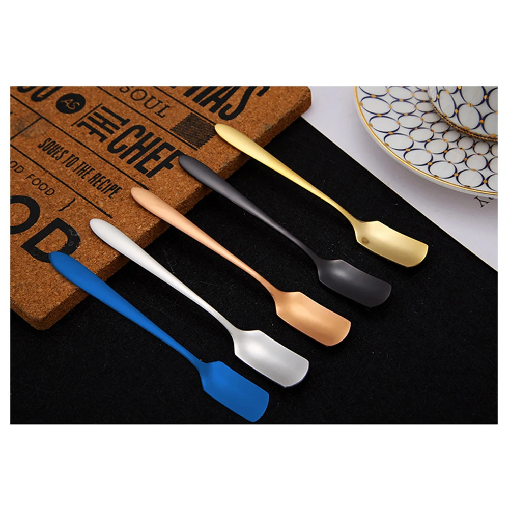 

304 Stainless Steel Long Handle Square Spoon Mixing Spoon For Iced Tea Coffee Dessert Dishwasher Safe Silver Color Kitchen