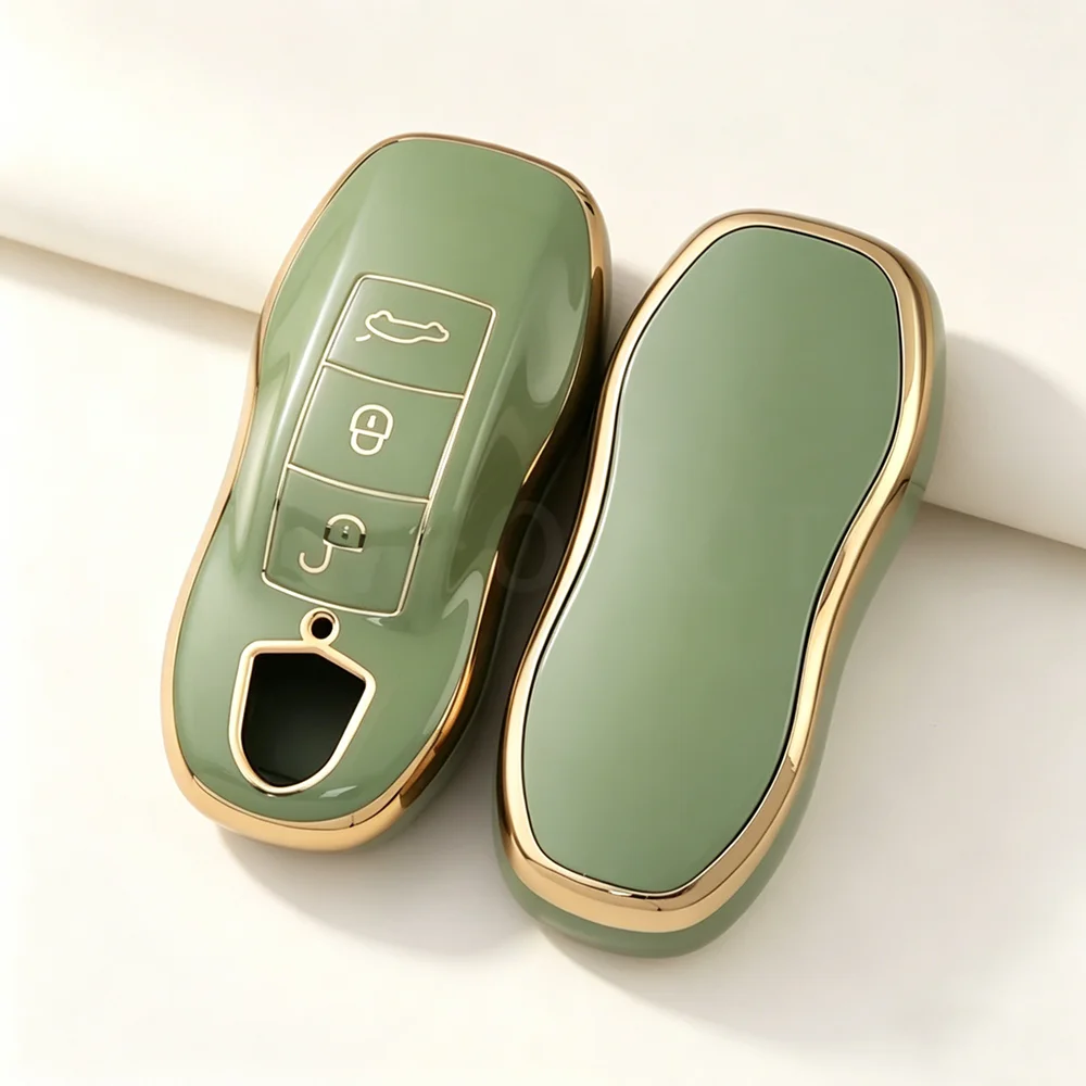 TPU Car Key Case For Porsche Panamera Spyder Carrera Macan Boxster Cayman Cayenne 911 970 981 991 Smart Remote Key Bag Keychain