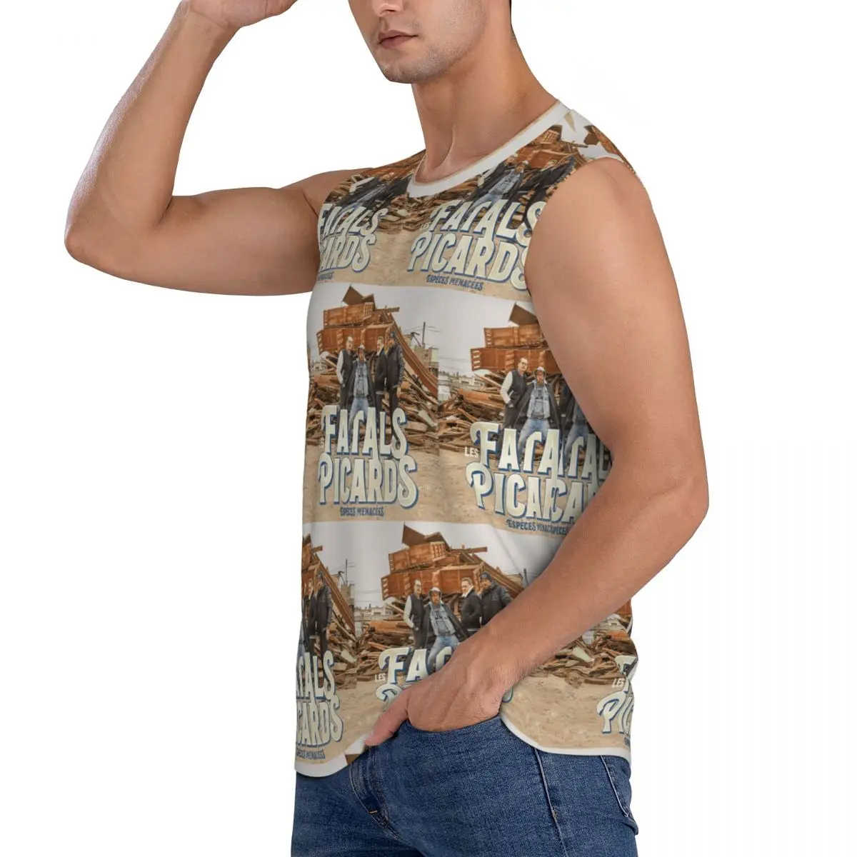 Les Fatals Picards Especes Menacees Album 2019 Men Sleeveless Tank Tops Quick Dry Breathable Gym Fitness Running Sport Vest