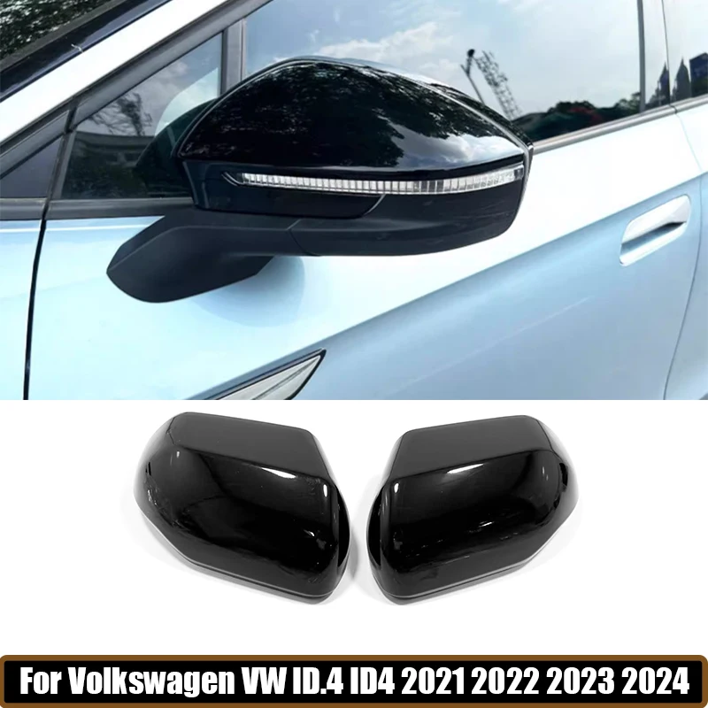 For Volkswagen VW ID.4 ID4 2021 2022 2023 2024 ABS Carbon fiber/Black Rearview Mirror Protective cover Reverse Mirror Decorative