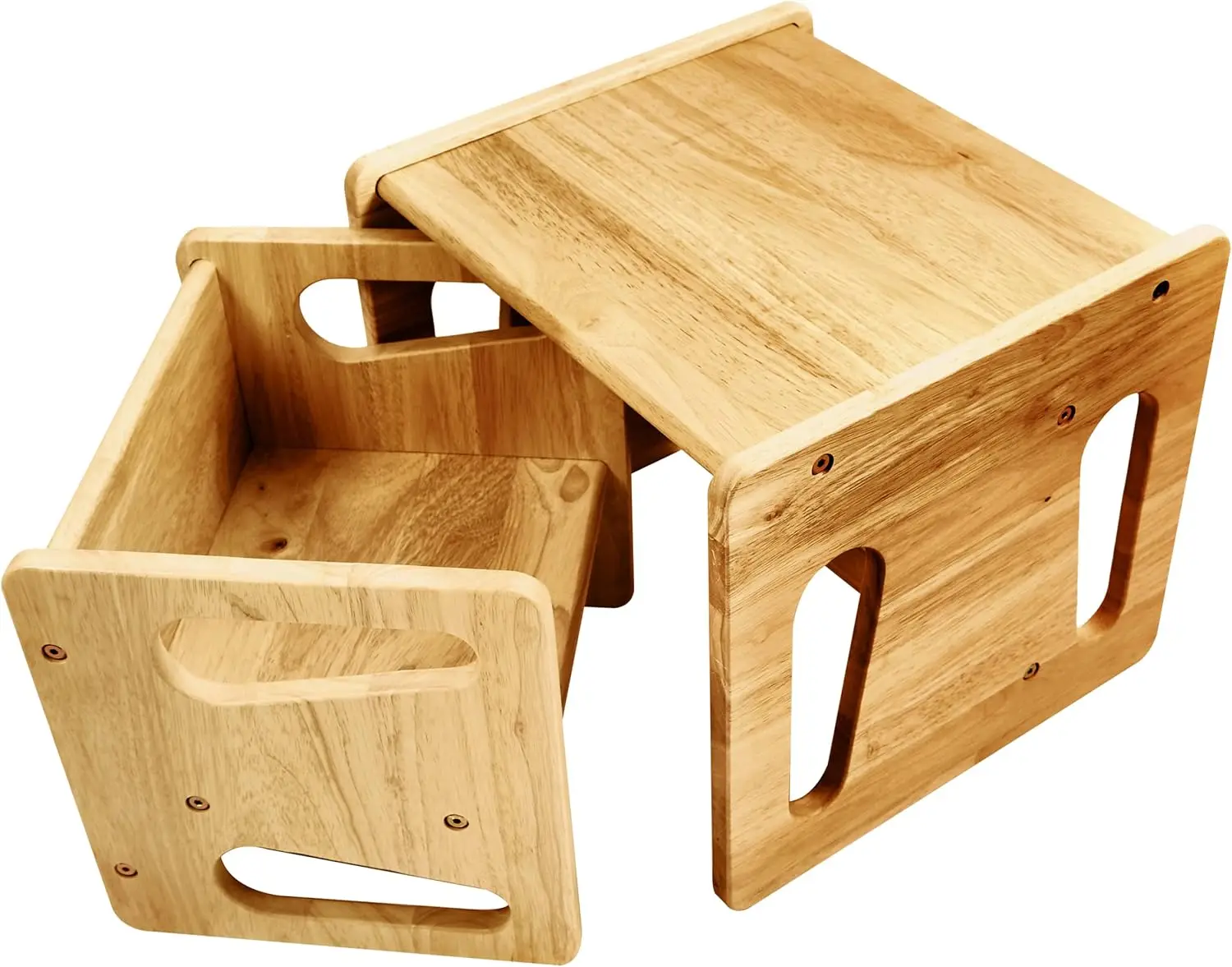 Set tavolo e sedia per lo svezzamento tavolo per bambini in legno massello sedie a cubo per bambini in vero legno duro-mobili Montessori per bambini