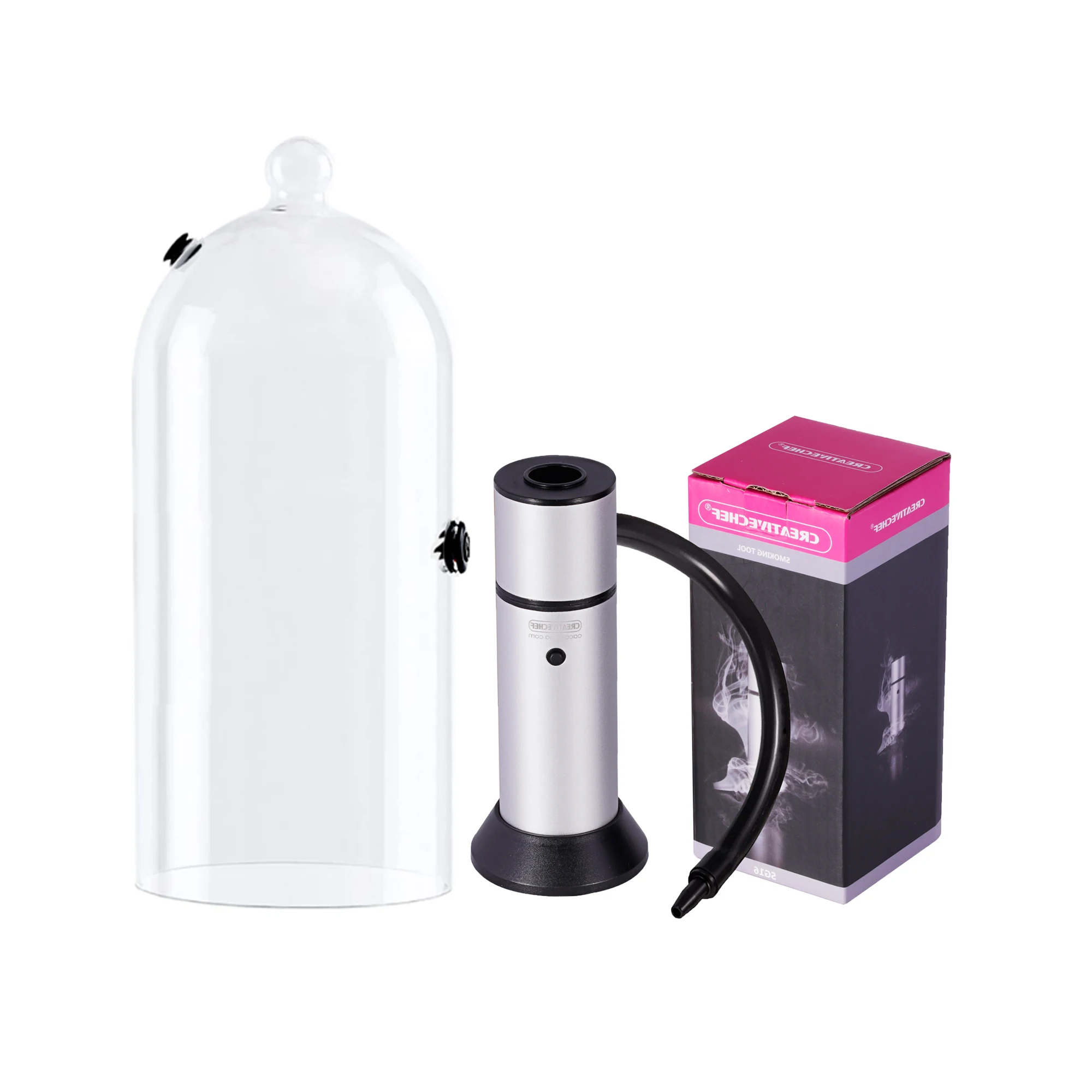 Cocktail Smoker Kit, Food Smoker Kit with Smoking Gun and Smoking Glass Cover for Bars and Kitchens (Batteries Not Included)