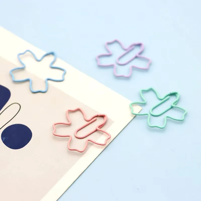 20PCS Macaron cherry blossom-shaped paper clips - Creative stationery bookmarks, perfect for document organization and display