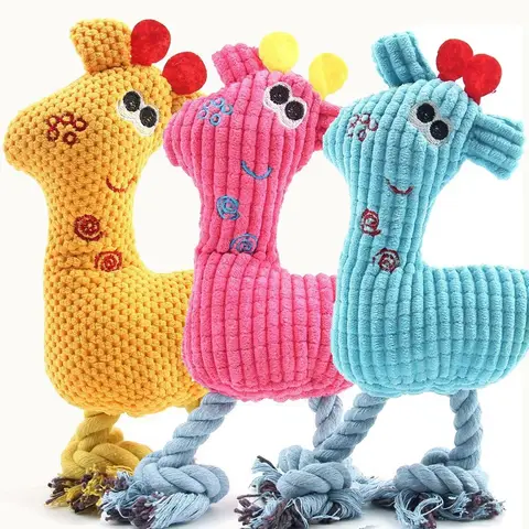 New Interactive Dogs Plush Toy Indoor Chewy Resistant Fleece Squeak Pet Play Product for Puppy Kitten Teeth Grinding