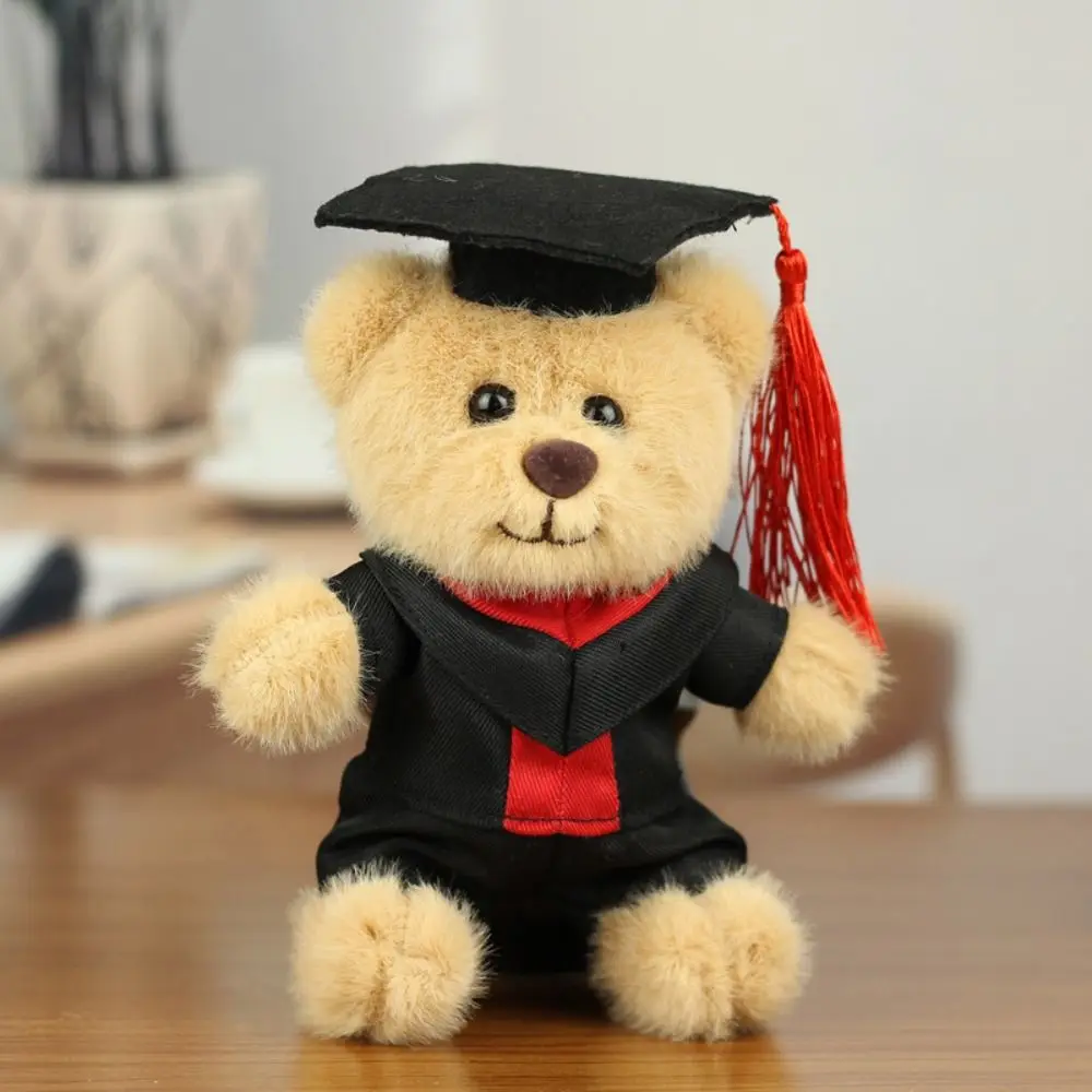 With Doctor Hat Graduation Bear Doll Pp Cotton Stuffed Bachelor Bear Plush Pendant Cartoon Colorful Bear Animal Keychain