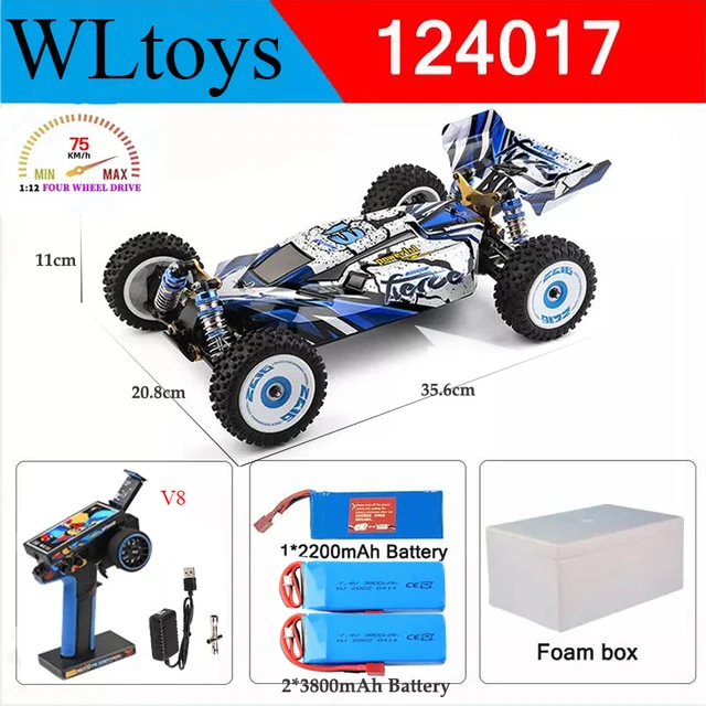 Wltoys Novo 124017 -V8 1/12 2.4G Racing RC Carros 4WD Motor