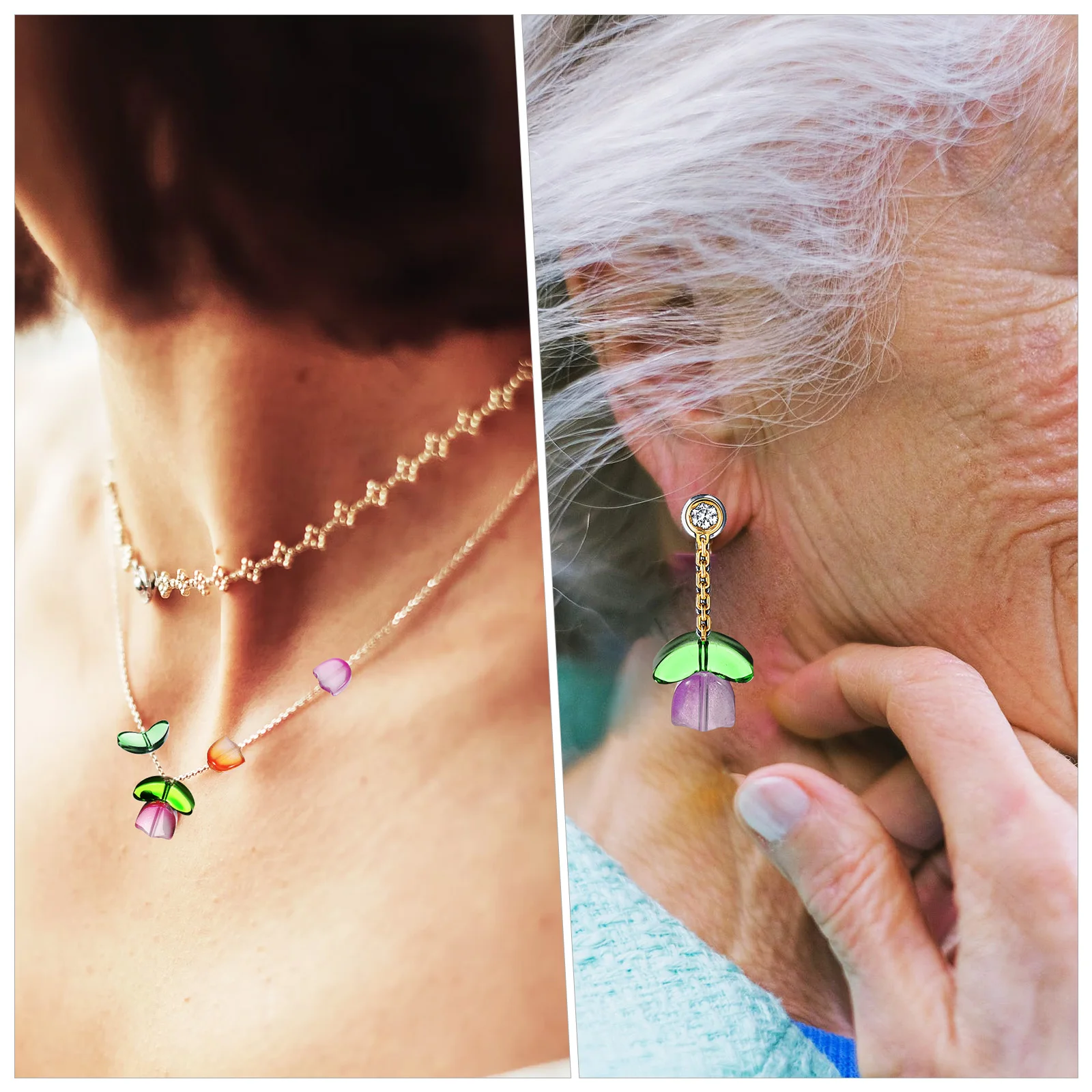 

80Pcs Crystal Glass Beads Tulip Flower Colorful Charm Glass Bead Set for Jewelry Making Bracelet Kit Colorful Beads