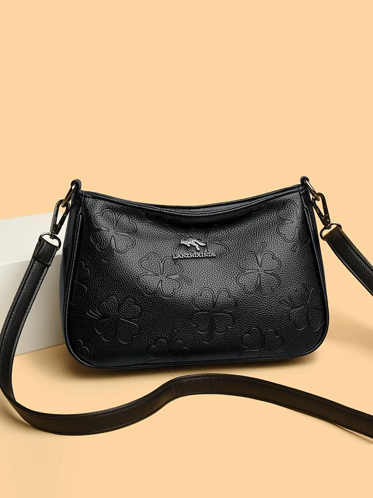 

Модная сумка-кроссбоди из мягкой кожи для женщин среднего возраста, на одно плечо, повседневная, шикарная, с застежкой-молнией