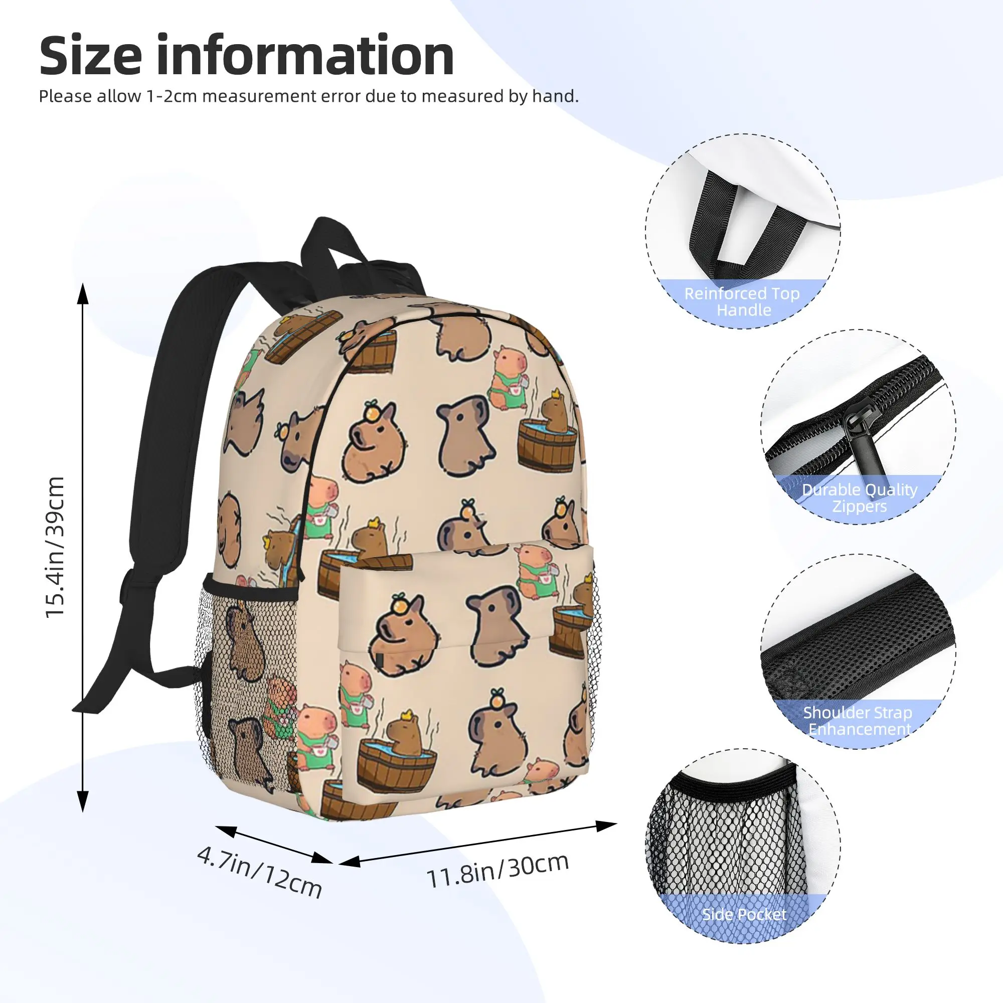 Capybara Group Backpack Hot Sale Daypack Large Capacity Boys Girls BookBag Shoulder Bags for Men Women School Bag