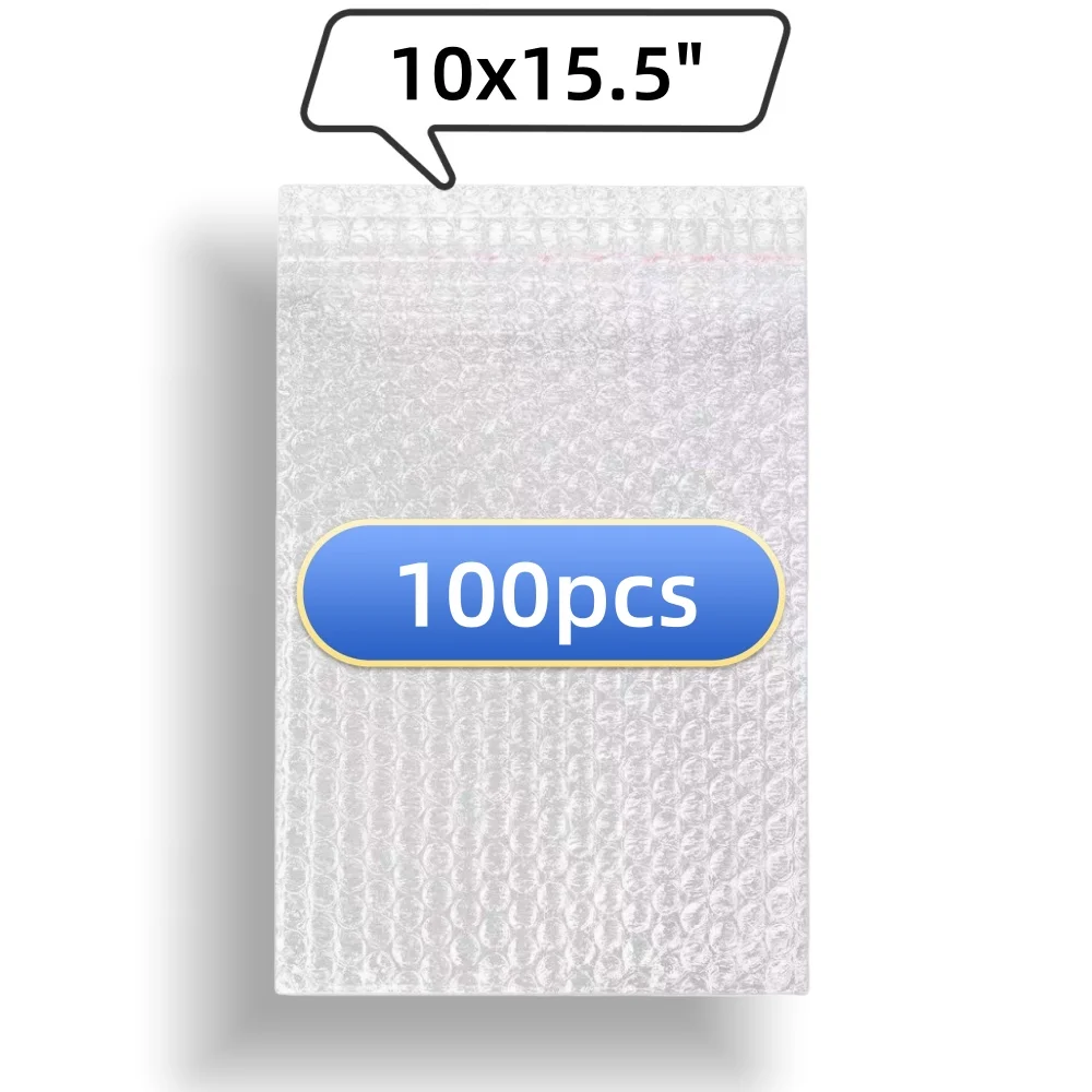 

100 шт. 10X15,5 дюймов, упаковочные пакеты с пузырьками, защитная пленка, пузырчатые пакеты, доставка, самозапечатывающиеся воздушные подушки с воздушной подкладкой