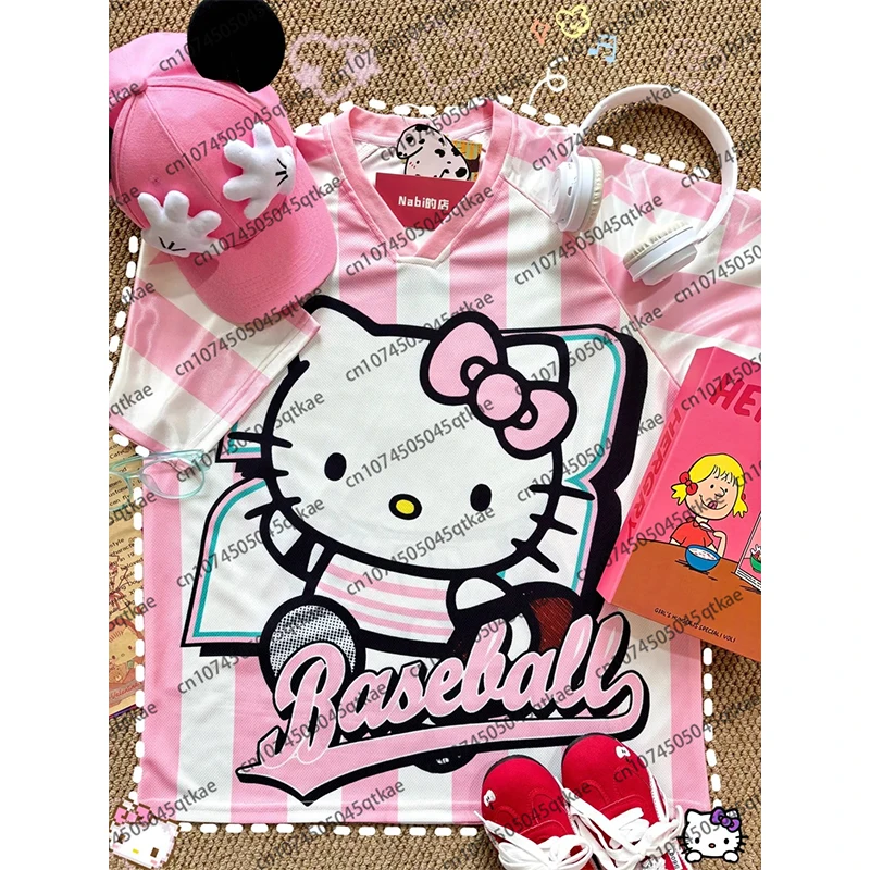 

Специальное издание Sanrio Hello Kitty футбольный трикотаж 3D с круглым вырезом дышащая спортивная футболка для мужчин и женщин дышащая быстросохнущая спортивная рубашка