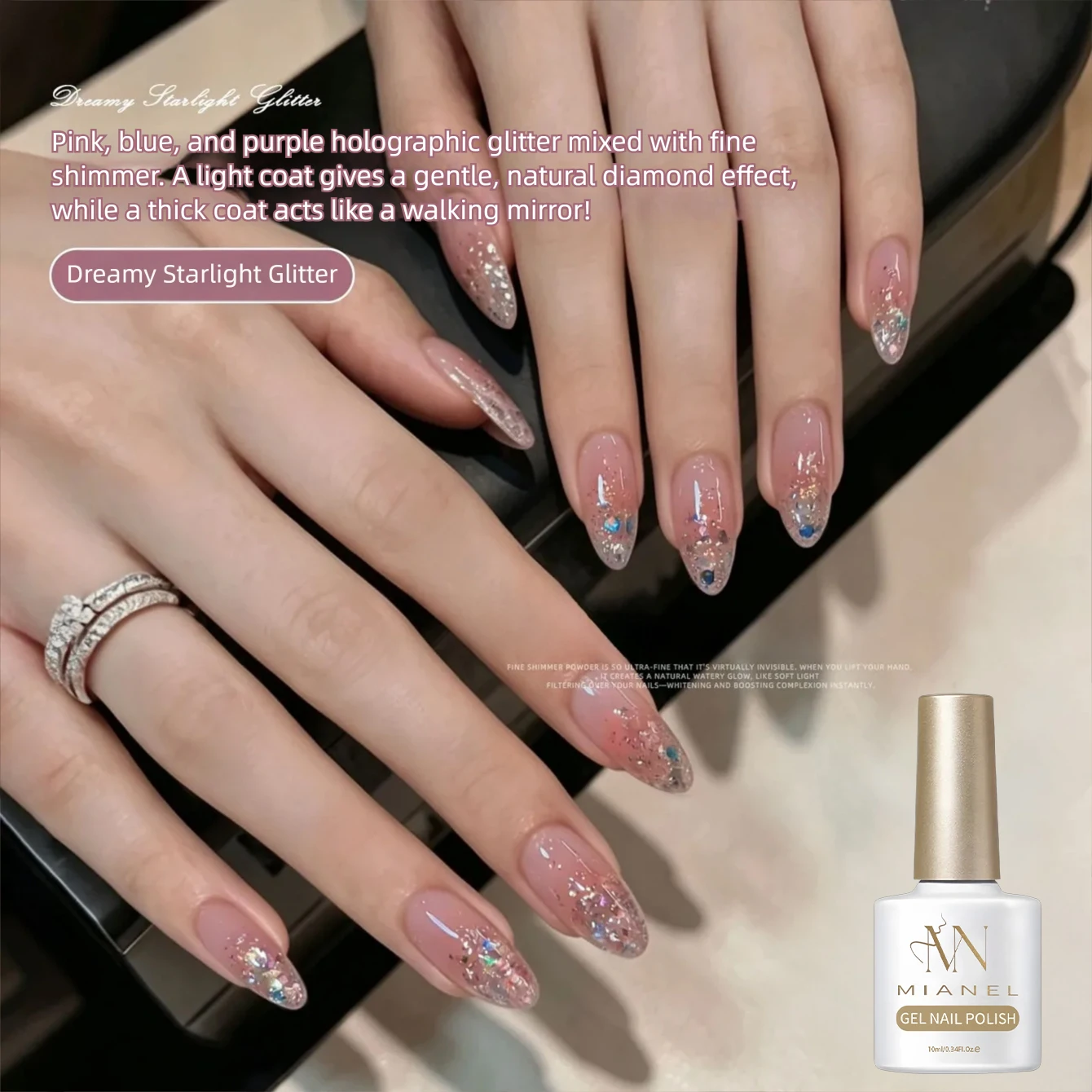 MIANEL シアーピンクスターリーグリッタージェルポリッシ - Nail Art Ombre Pink のレビューと価格
