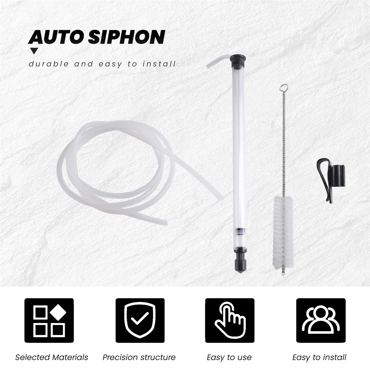 3/8In Auto Siphon with Clamp 6.5' Ft Hose Bottling Siphoning Kit with Food Grade Free Plastic Tubing for Beer GSY
