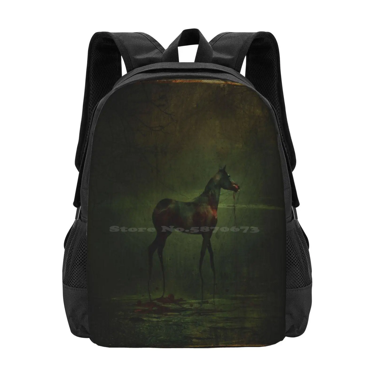 Ruin School Bags Travel Laptop Backpack Dark Horse Fantasy Blood Gothic Swamp Occult Ritual Gothique