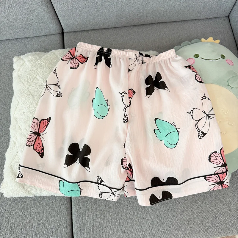 Summer Women's Printed Pajama Set V-neck Top and Shorts 2-piece Set, Casual and Comfortable Home Set, Can be worn externally - view 4