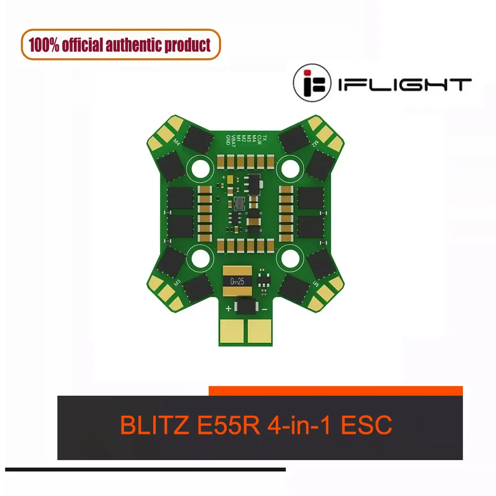 

iFlight BLITZ E55R 4-in-1 ESC, BLHeli32 2-6S Brushless, Supports DShot/OneShot, 20x20mm for FPV Drone Racing Parts