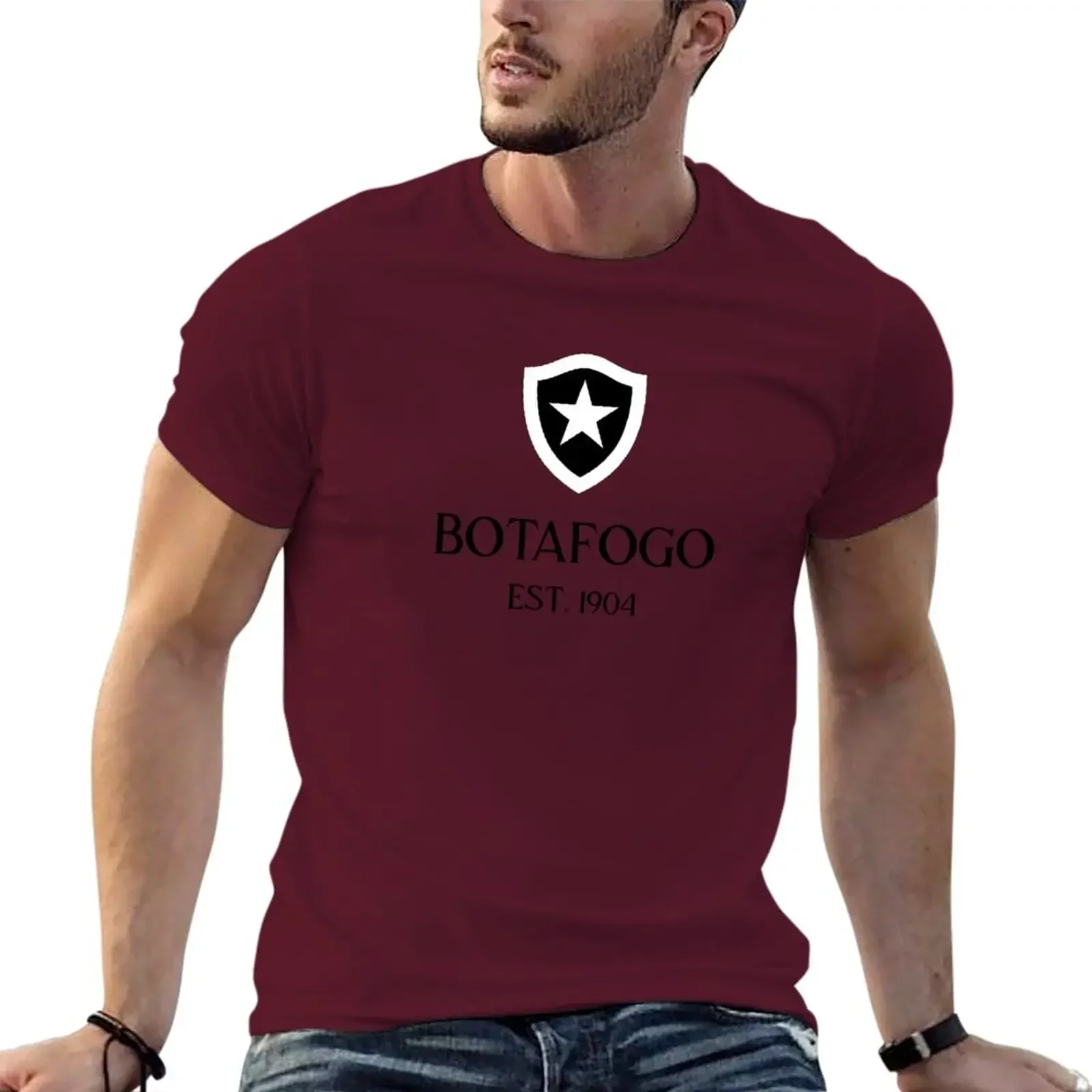 Botafogo Black boys black anime clothes Short sleeve workout for men Hot sale outfits fashion Round neck heavyweight style tops